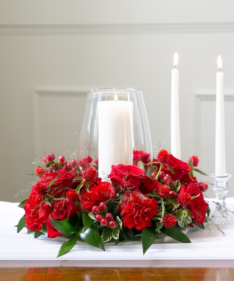 Crimson Urn Centerpiece - Candle/Vase Not Included