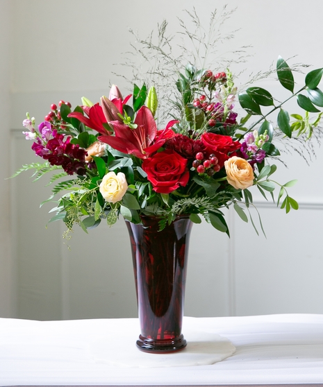 Crimson Romanesque Vase