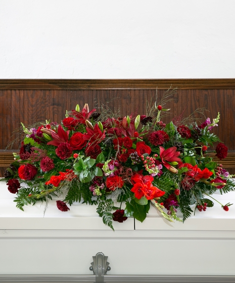 Crimson Casket Spray